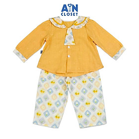 Bộ quần áo Dài bé gái họa tiết Hoa Ô Vàng cotton dệt - AICDBGYU82PC - AIN Closet