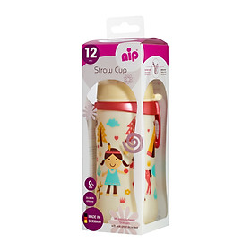 Bình Uống Nước Kèm Ống Hút PP Nip NIP35068 - 330ml Cho Bé gái