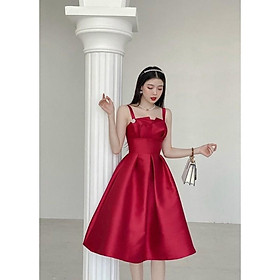 Đầm xoè 2 dây xếp ly ngực SIÊU XINH - MS328Vđi tiệc đám cưới đi chơi đi du lịch MM