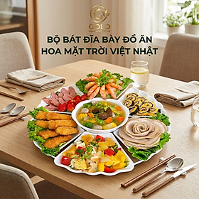 Bộ Bát Đĩa Hoa Mặt Trời 7 Chi Tiết, Bộ Bát Đĩa Bày Cỗ Trong Gia Đình Loại Lớn