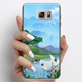Ốp lưng cho Samsung Galaxy Note 5 nhựa TPU mẫu Núi và chim hạc