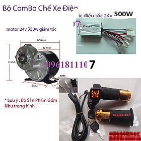 combo motor xe điện giảm tốc 24V 350w xài tay ga