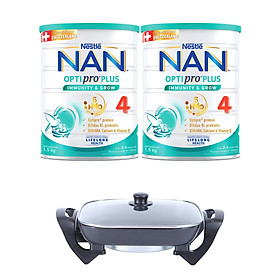 Bộ 2 lon Sữa bột Nestlé NAN OPTIPRO PLUS 4 1500g/lon với 5HMO Giúp tiêu hóa tốt + Tăng cường đề kháng  Tặng Nồi lẩu điện - Mẫu ngẫu nhiên  (2 - 6 tuổi)