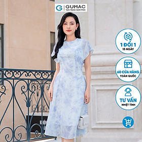 Đầm xòe xếp ly vải voan mềm mát đi tiệc đi chơi thanh lịch sang trọng GUMAC DD09047