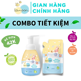 COMBO Sữa tắm gội Organic cho bé từ sơ sinh dạng bọt Lamoon dạng Bình