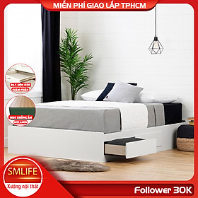Giường ngủ gỗ hiện đại SMLIFE Sundar  | Gỗ MDF dày 17mm chống ẩm | D205xR165xC40cm - Màu