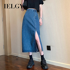 Chân Váy Jean Chữ A Lưng Cao Thời Trang Retro Cho Nữ