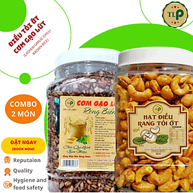 HẠT ĐIỀU TỎI ỚT HŨ 500G VÀ CƠM GẠO LỨT RONG BIỂN HŨ 500G TÂN LỘC PHÁT