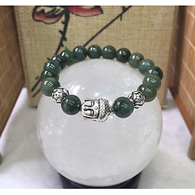 Vòng Tay Phong Thủy Ngọc Cẩm Thạch  Jade 10 Ly Mix Charm Bạc 925