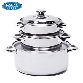 Mua Bộ 3 Nồi Inox 1 Đáy Rainy RN-06TT - Hàng Chính Hãng