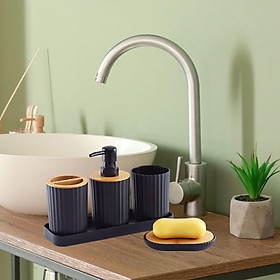 5 Pieces Bathroom Accessories Set Soap Dish Dispenser Washing Room White