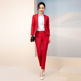 Bộ Vest Nữ Công Sở UK Fashion Gồm Áo Dài Tay Kết Hợp Quần Tây Ống Đứng, Chất Vải Nhập Hàn NKBD2108009