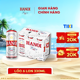 Lốc 6 lon Bia Hanoi Premium (330ml/lon)