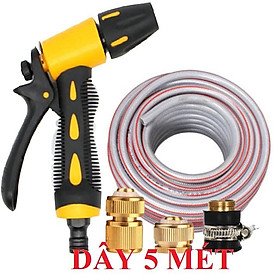 Bộ dây vòi xịt nước rửa xe, tưới cây .tăng áp 3 lần,loại 3m,5m 206319 đầu đồng,cút đồng,nối đồng+ tặng mở chai