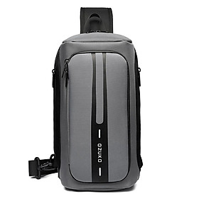 Túi đeo ngực OZUKO phong cách mới dành cho nam đa chức năng có cổng sạc USB khóa chống trộm-Màu xám đen