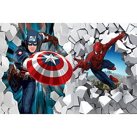 Mua (HCM) Tranh dán tường 3d người nhện  batman  spiderman có sẵn keo( có in theo yêu cầu)