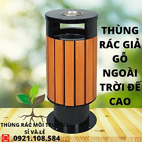 Mua THÙNG RÁC GIẢ GỖ NGOÀI TRỜI CHÂN ĐẾ CAO