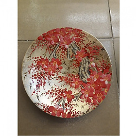 Dĩa Sơn Mài Đào Đỏ 20cm Kèm Chân Đế