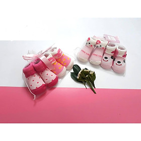 Set 2 đôi vớ/tất len túi lưới cao cấp cho bé trai/bé gái sơ sinh 0-6 tháng-họa tiết ngẫu nhiên