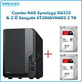 Combo Thiết bị lưu trữ NAS Synology DS223 và 2 Ổ cứng Seagate ST2000VN003 2 TB - Hàng Chính Hãng