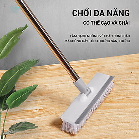 [Chổi quét,Dụng cụ vệ sinh] Cây chổi chà sàn vệ sinh 2 in 1,Vừa Chà Sàn Nhà Vừa lau Được kính - Cán dài 115Cm - Màu Ngẫu Nhiên - Tặng kèm miếng rửa chén