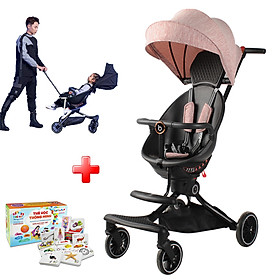 Xe Đẩy Hai Chiều 2 Tư Thế Ngồi Và Ngả BBH - V8 Gấp Gọn với 4 nấc điều chỉnh ngồi ngả cho bé một cách linh hoạt - TẶNG KÈM BỘ THẺ HỌC THÔNG MINH 16 CHỦ ĐỀ 416 THẺ CHO BÉ
