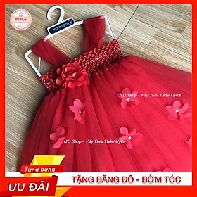  Đầm tutu cho bé ️️ Đầm tutu đỏ hoa hồng đỏ 1b