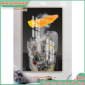 Tranh cô gái tráng gương pha lê hiện đại trang trí phòng khách,không gian tặng tân gia TẶNG KÈM ĐINH TREO GIRL09