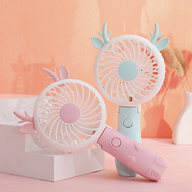 Quạt Mini Cầm Tay Cạc Điện USB Có Đèn LED Và Đế Để Bàn (Mẫu Ngẫu Nhiên)