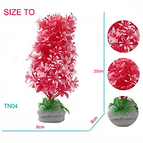 Cây Nhựa Trang Trí Bể Cá Thủy Sinh Dáng Đứng Hồng Đậm Cao 20cm (Mã PK04)