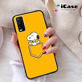 Ốp lưng iCase dành cho Vivo Y20S chất liệu viền dẻo lưng cứng nhám TPU có hai lỗ xỏ dây đeo in nổi 4D hình bộ sưu tập Snoopy 10