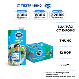 [HSD: 10.11.2026] Thùng 12 Hộp Sữa Tươi Tiệt Trùng Dutch Lady Cô Gái Hà Lan Có Đường (12 X 965ML)