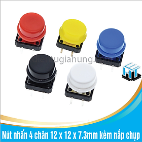 Mua COmbo 10 cái Nút nhấn 4 chân 12 x 12 x 7.3mm kèm nắp chụp nhiều màu sắc