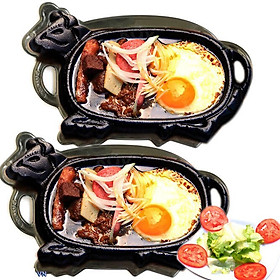 Mua Bộ 2 Chảo Gang Làm Bò Né Chống Dính Kèm Đế Bò Cách Nhiệt Dragon Hàng VNCLC
