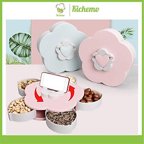 Mua Hộp đựng mứt tết khay đựng bánh kẹo tết 5 cánh hình cánh hoa xoay 360 độ