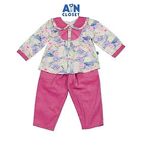 Bộ quần áo Dài bé gái họa tiết hoa Hồng Xoăn Tím cotton - AICDBGUF108V - AIN Closet