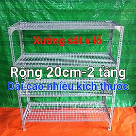 Kệ sắt v lỗ 2 TẦNG ( RỘNG 20CM) kệ vỉ lưới sắt ô vuông,DÀI CAO NHIỀU KÍCH THƯỚC LỰA CHỌN