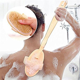 Bàn chải da khô và ướt 100% tự nhiên (Tẩy tế bào chết - Massage - Cán dài tháo rời 40cm)