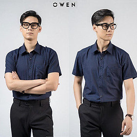 OWEN - Áo sơ mi ngắn tay Owen REGULAR FIT chất SỢI TRE MÀU XANH THAN 220133