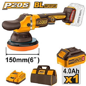 Máy đánh bóng dùng pin 20V- 150mm (không kèm pin và sạc) INGCO