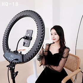 ĐÈN LED LIVESTREAM HQ 18 45CM KÈM PHỤ KIỆN (CHÂN 2M1 và KẸP ĐIỆN THOẠI)  (tặng kèm đầu đọc thẻ nhớ cao cấp)