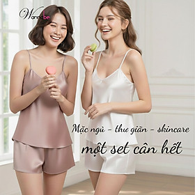 Đồ bộ mặc nhà WANNABE BS612 đồ bộ quần sọt áo 2 dây kiểu basic đơn giản thoải mái chăm sóc giấc ngủ mẫu 2