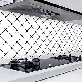 Mua Cuộn 3 MÉT Decal giấy dán bếp tráng nhôm cách nhiệt khổ 60cm MẪU Ô VUÔNG CHÉO TRẮNG ĐEN