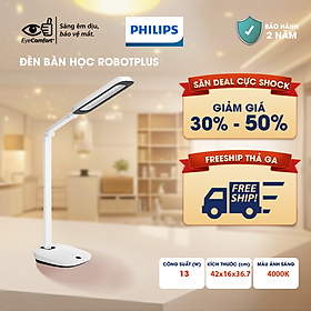 Đèn bàn học bảo vệ mắt Philips LED RobotPlus DSK601 RD 13W ánh sáng trung tính 4000K, 4 cấp độ sáng