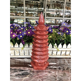 Mua Tháp Văn Xương 9 tầng đá núi lửa Obsidian đỏ cầu công danh tài lộc - Cao 25 cm