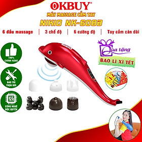 Máy massage cầm tay cá heo 6 đầu Nikio NK-608B - Màu Ngẫu Nhiên, 3 kiểu rung, 3 tốc độ