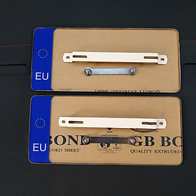 bộ 2 khung biển số ô tô có logo trang trí khung inox gò mép chống nước dùng cho biển vận tải và biển mới đăng kí(Tặng 2 biên sủi rửa kính lái)