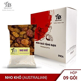 HỘP 9 GÓI NHO KHÔ ÚC 40g DELUXNUTS