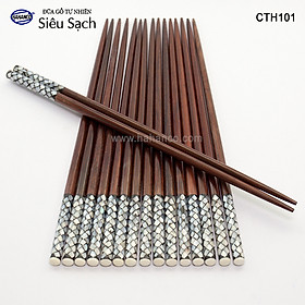 Mua Đũa gỗ Trắc đầu cẩm xà cừ đẹp (Hộp 10 đôi) CTH757 - Tặng kèm hộp đẹp làm quà biếu - Sang trọng trên bàn ăn