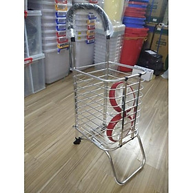 Xe đẩy đi chợ inox gấp gọn tiện dụng 90 x 40 x 30